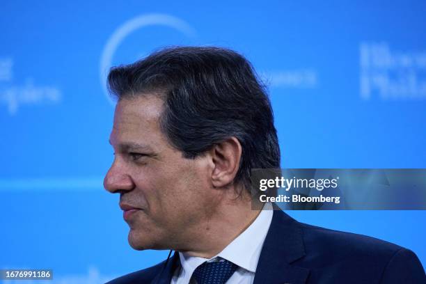 Fernando Haddad, Brazil's finance minister, during the Bloomberg Transition Finance Action Forum in New York, US, on Tuesday, Sept. 19, 2023. The...