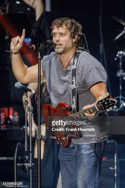 Thomas Bergersen of Two Steps To Hell performs live on stage during a concert at the Mercedes-Benz Arena on September 19, 2023 in Berlin, Germany.