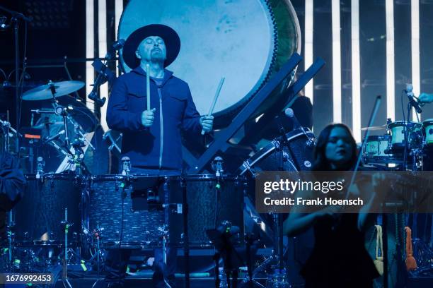 Nick Phoenix of Two Steps To Hell performs live on stage during a concert at the Mercedes-Benz Arena on September 19, 2023 in Berlin, Germany.