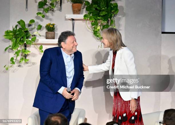 Sir Lucian Grainge and Willow Bay at the Music + Health Summit presented by Universal Music Group and Thrive Global at 1 Hotel on September 19, 2023...