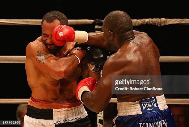 Kevin Johnson of the USA fights Solomon Haumono of Australia during the Oriental and Pacific FederationWorld Title bout prior to the WBC Super...
