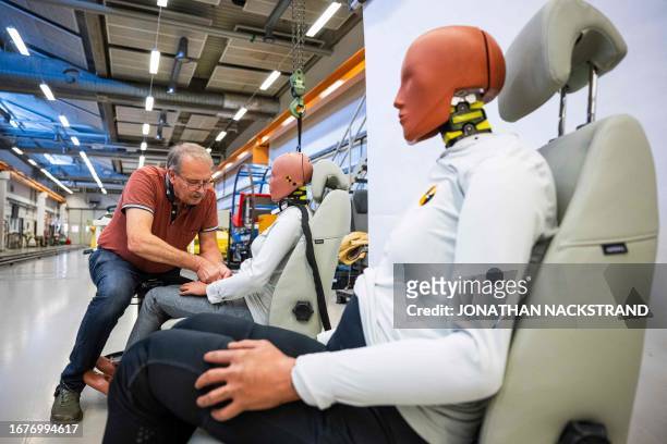 The World's first female crash test dummy called SET 50F, designed by a Swedish engineer to help make sure women are better protected in cars, is...