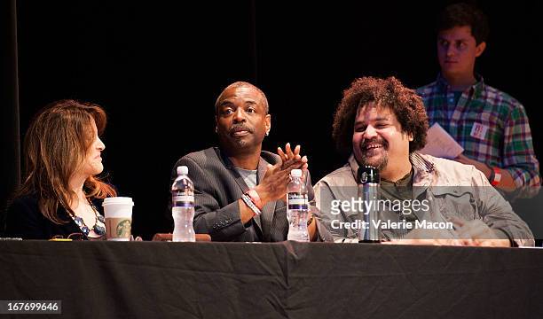 Marianne Williamson, LeVar Burton and Jerry Quickley attend Get Lit Presents The 2nd Annual Classic Slam at Orpheum Theatre on April 27, 2013 in Los...
