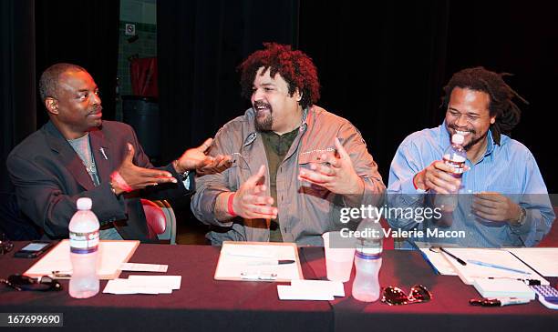 LeVar Burton, Jerry Quickley and Seith Mann attend Get Lit Presents The 2nd Annual Classic Slam at Orpheum Theatre on April 27, 2013 in Los Angeles,...