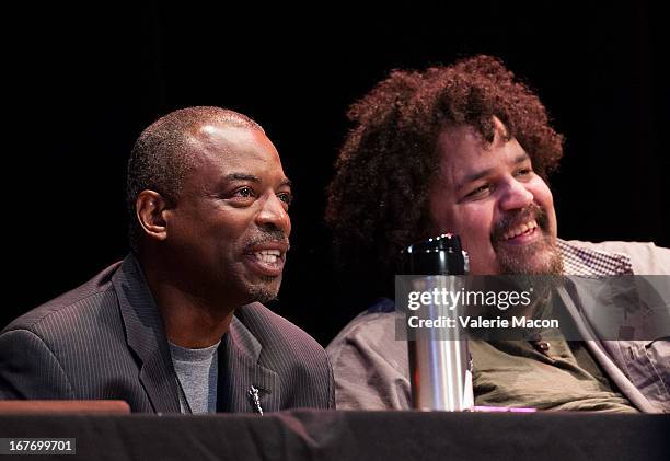 LeVar Burton and Jerry Quickley attend Get Lit Presents The 2nd Annual Classic Slam at Orpheum Theatre on April 27, 2013 in Los Angeles, California.