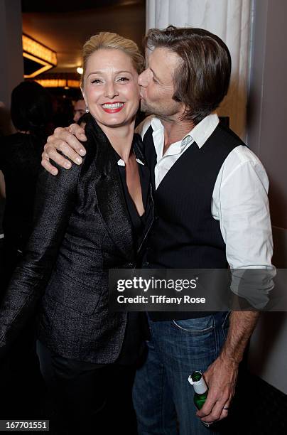 Actress Katherine Lanasa and actor Grant Show attend Los Angeles Police Memorial Foundation's Celebrity Poker Tournament at Saban Theatre on April...