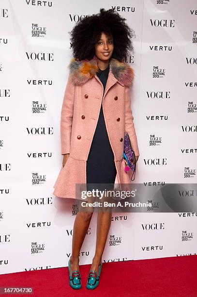 Julia Sarr Jamois attends the opening party for The Vogue Festival in association with Vertu at Southbank Centre on April 27, 2013 in London, England.