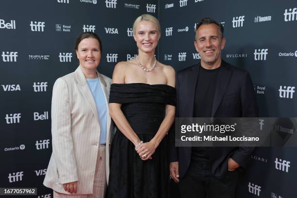 Louise Vesth, Amanda Collin and Nikolaj Arcel attend "The Promised Land" premiere during the 2023 Toronto International Film Festival at Royal...