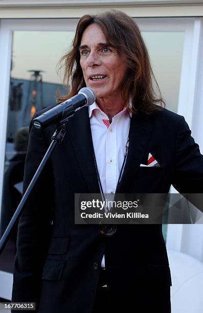 Stylist George Blodwell speaks at Filmmaker And Genlux Magazine Fashion Editor Amanda Eliasch Hosts BritWeek 2013 Cocktail Party on April 27, 2013 in...