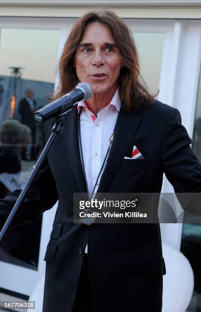 Stylist George Blodwell speaks at Filmmaker And Genlux Magazine Fashion Editor Amanda Eliasch Hosts BritWeek 2013 Cocktail Party on April 27, 2013 in...