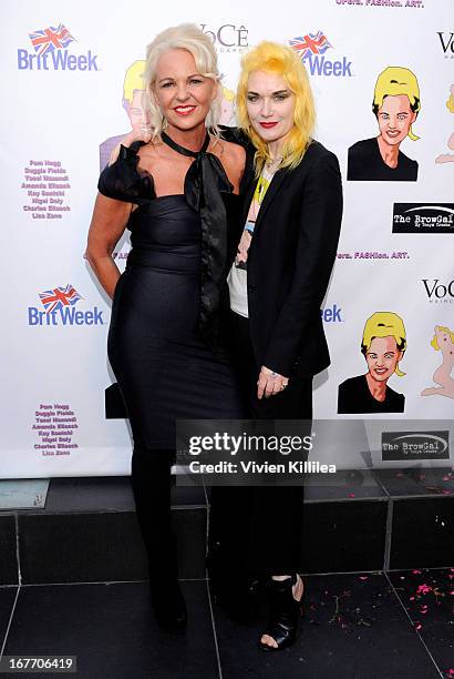 Amanda Eliasch and fashion designer Pam Hogg attend Filmmaker And Genlux Magazine Fashion Editor Amanda Eliasch Hosts BritWeek 2013 Cocktail Party on...