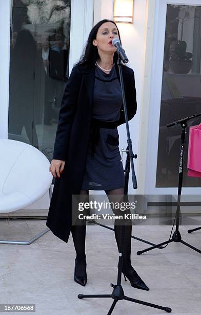 Lisa Zane performs at Filmmaker And Genlux Magazine Fashion Editor Amanda Eliasch Hosts BritWeek 2013 Cocktail Party on April 27, 2013 in West...