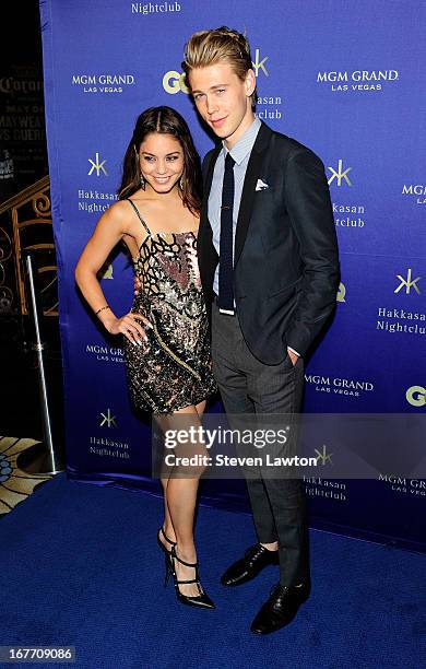 Actress Vanessa Hudgens and actor Austin Butler arrive at the grand opening of Hakkasan Las Vegas Restaurant and Nightclub at the MGM Grand...