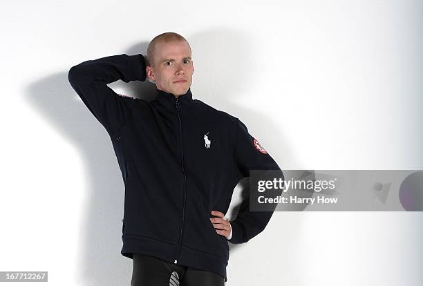 Speed skater Patrick Meek poses for a portrait during the USOC Portrait Shoot on April 27, 2013 in West Hollywood, California.