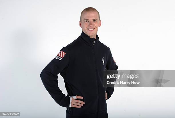 Speed skater Patrick Meek poses for a portrait during the USOC Portrait Shoot on April 27, 2013 in West Hollywood, California.