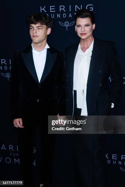 Augustin James Evangelista and Linda Evangelista attend the Kering Caring for Women Dinner at The Pool on September 12, 2023 in New York City.