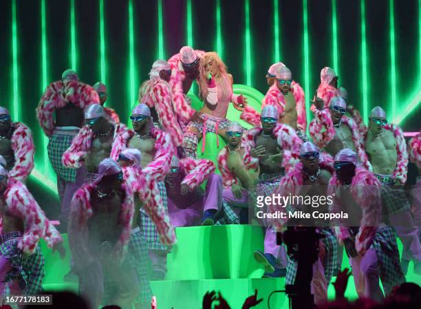 Karol G performs onstage during the 2023 MTV Video Music Awards at Prudential Center on September 12, 2023 in Newark, New Jersey.