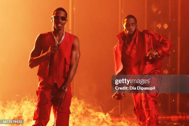 King Combs and Diddy perform onstage at the 2023 MTV Video Music Awards on September 12, 2023 in Newark, New Jersey.