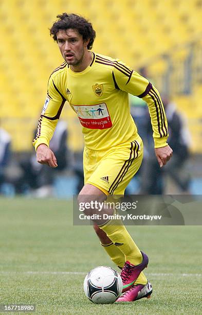 Yuri Zhirkov of FC Anzhi Makhachkala in action during the Russian Premier League match between FC Spartak Moscow and FC Anzhi Makhachkala at the...