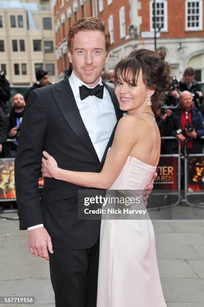 Damian Lewis and Helen McCrory attend The Laurence Olivier Awards at The Royal Opera House on April 28, 2013 in London, England.