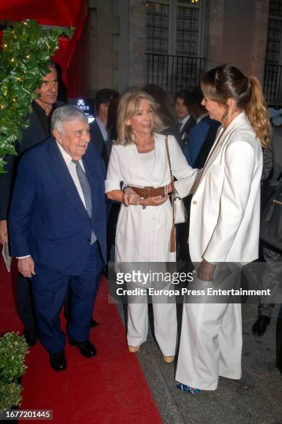 Luis Maria Anson, Cristina Yanes and Esther Doña attend the presentation of the fine jewelry exhibition "Arte de amar" designed by Jesus Yanes, on...