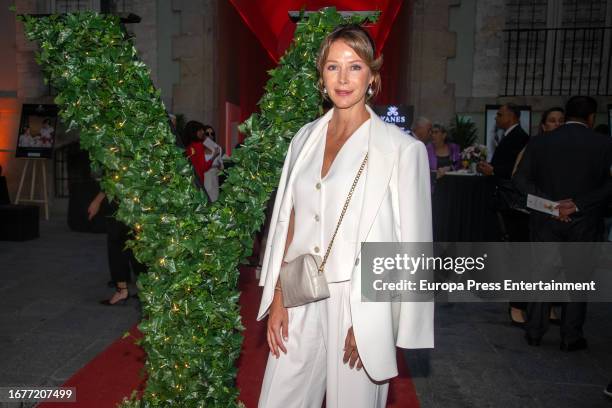 Esther Doña attends the presentation of the exhibition of fine jewelry "Arte de amar" designed by Jesus Yanes, on September 12 in Madrid, Spain.