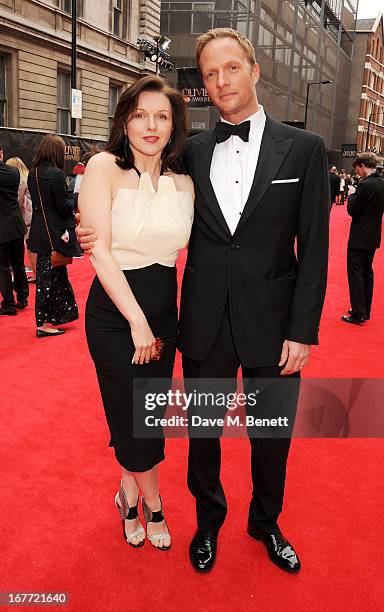 Dervla Kirwan and Rupert Penry Jones arrive at The Laurence Olivier Awards 2013 at The Royal Opera House on April 28, 2013 in London, England.