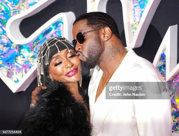 Janice Combs and Diddy attend the MTV Music Video Awards at the Prudential Center on September 12, 2023 in Newark, New Jersey.