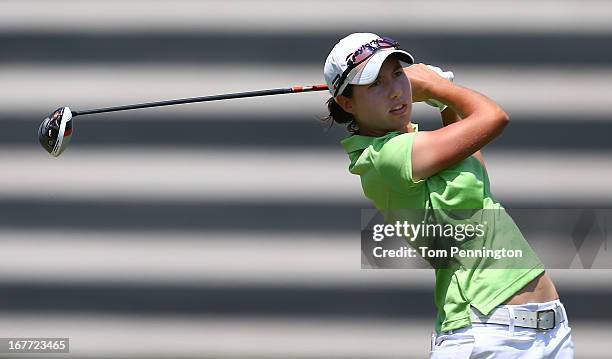 Carlota Ciganda of Spain hits a shot during the final round of the 2013 North Texas LPGA Shootout at the Las Colinas Counrty Club on April 28, 2013...