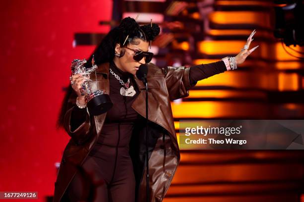 Nicki Minaj accepts the Best Hip Hop award for "Super Freaky Girl" onstage during the 2023 MTV Video Music Awards at Prudential Center on September...