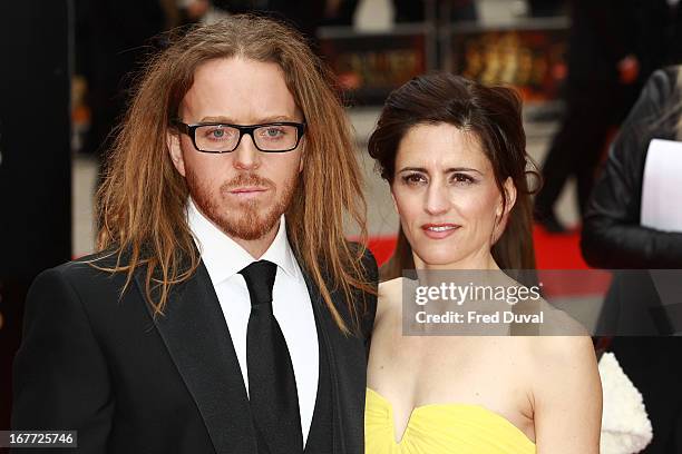 Tim Minchin and Sarah Minchin attend The Laurence Olivier Awards at The Royal Opera House on April 28, 2013 in London, England.