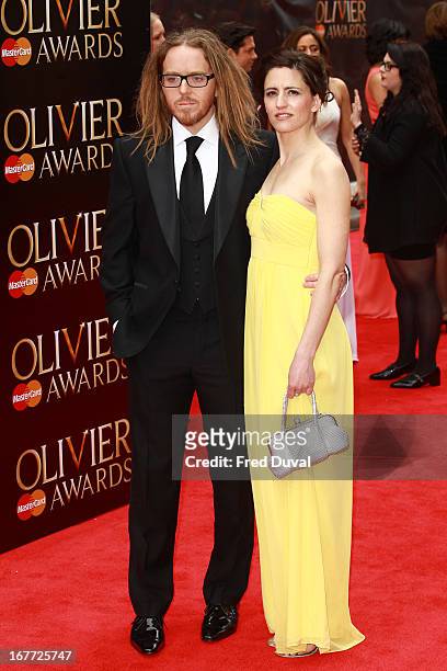 Tim Minchin and Sarah Minchin attend The Laurence Olivier Awards at The Royal Opera House on April 28, 2013 in London, England.