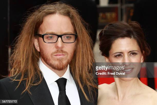 Tim Minchin and Sarah Minchin attend The Laurence Olivier Awards at The Royal Opera House on April 28, 2013 in London, England.