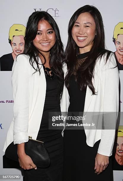 Amelia Lukimin and Anastasia Lukimin attend the Filmmaker and Genlux Magazine Fashion Editor Amanda Eliasch Hosts BritWeek 2013 Cocktail Party on...