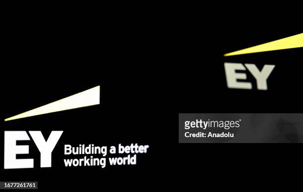 In this photo illustration, the logo of 'Ernst and Young' is displayed on a computer screen in Ankara, Turkiye on September 19, 2023.