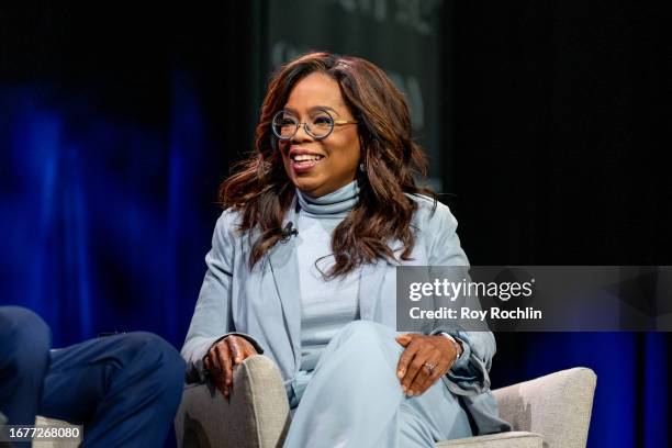 Oprah Winfrey with George Stephanopoulos and Arthur C. Brooks discuss "Build The Life You Want" at The 92nd Street Y, New York on September 12, 2023...