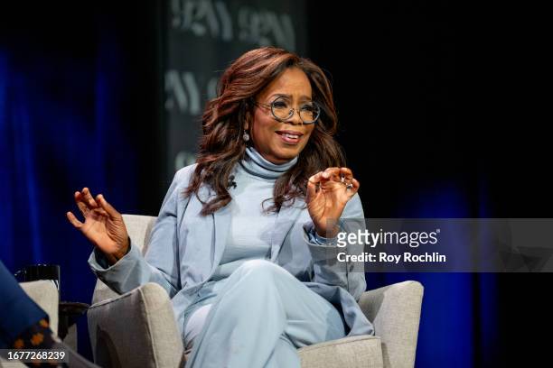 Oprah Winfrey with George Stephanopoulos and Arthur C. Brooks discuss "Build The Life You Want" at The 92nd Street Y, New York on September 12, 2023...