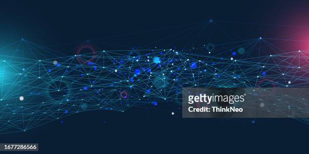 digital backend technology concept particle background design - light through door stock illustrations