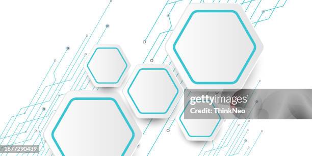 science and technology concept. vector geometric background from hexagons - complicated equation stock illustrations