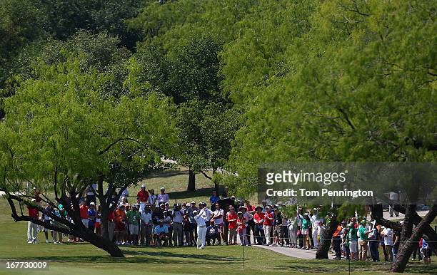 Inbee Park of South Korea hits a shot during the final round of the 2013 North Texas LPGA Shootout at the Las Colinas Counrty Club on April 28, 2013...