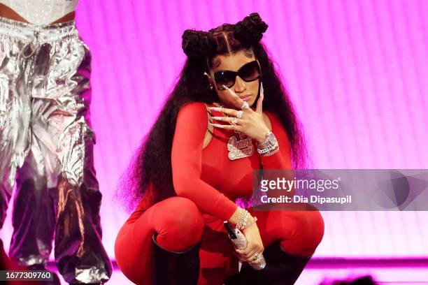 Nicki Minaj performs onstage at the 2023 MTV Video Music Awards on September 12, 2023 in Newark, New Jersey.