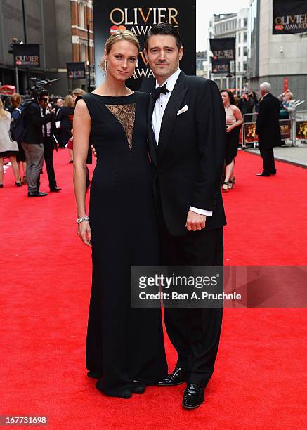 Clare Harding and Tom Chambers attend The Laurence Olivier Awards at the Royal Opera House on April 28, 2013 in London, England.