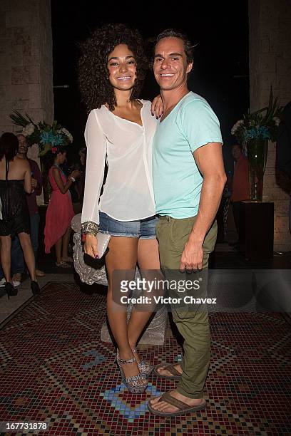 Actor Tony Dalton and Sarahi Carrillo Garza attend the second Riviera Maya Film Festival 2013 cocktail party on April 27, 2013 in Playa del Carmen,...