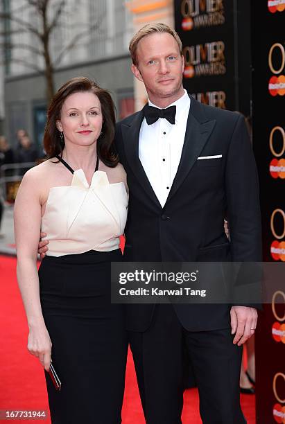 Dervla Kirwan and Rupert Penry Jones attends The Laurence Olivier Awards at The Royal Opera House on April 28, 2013 in London, England.