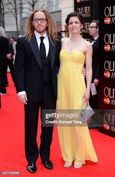 Tim Minchin and Sarah Minchin attends The Laurence Olivier Awards at The Royal Opera House on April 28, 2013 in London, England.