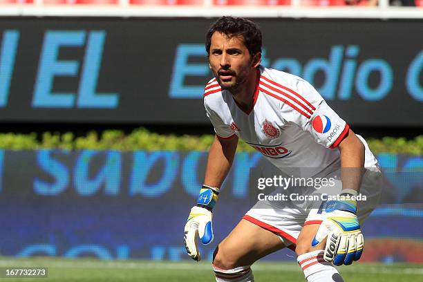 Luis Michel of Chivas during a match between Chivas and Queretaro as part of the Torneo Clausura 2013 Liga MX at Omnilife stadium on April 28, 2013...