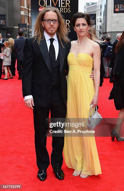 Tim Minchin and Sarah Minchin attend The Laurence Olivier Awards at the Royal Opera House on April 28, 2013 in London, England.