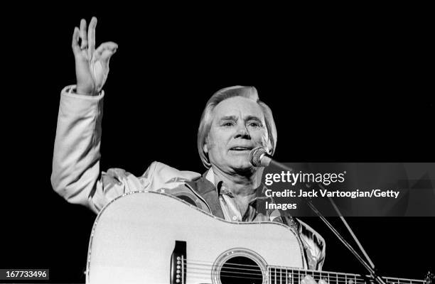 American country music star George Jones performs at Tramps, New York, New York, Thursday, November 12, 1992.