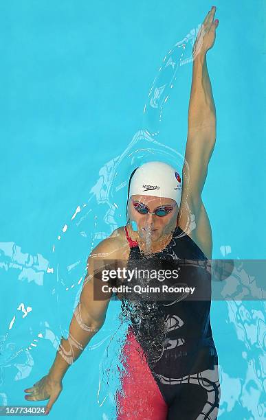 Alicia Coutts of Australia competes in the Women's 50 Metre Backstroke during day four of the World Swimming Championships at SA Aquatic and Leisure...