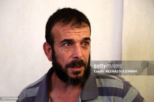 Idlib, Syria. 36-year-old Issam Al-Laham survived the chemical attack that occurred in Ghouta on 21 August 2013 but lost 8 family members including...